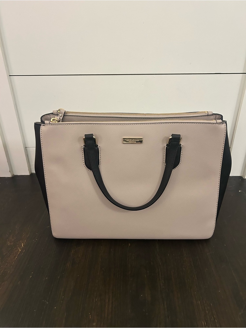 kate spade Two-Tone Cream and Black Structured Satchel